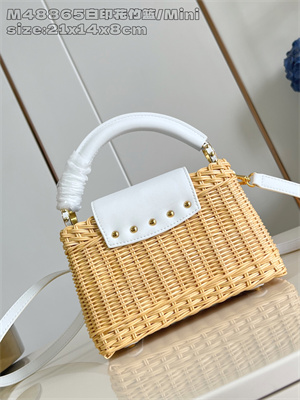 L.V Capucines Mini Bag Rattan and cowhide leather White M26004