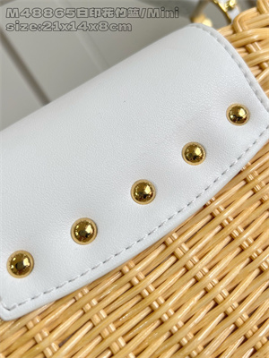 L.V Capucines Mini Bag Rattan and cowhide leather White M26004