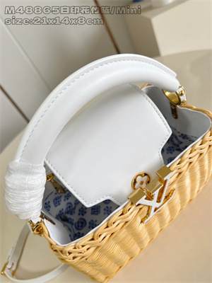 L.V Capucines Mini Bag Rattan and cowhide leather White M26004