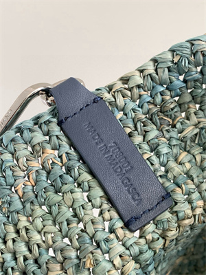 Loewe Slit Mini Tote Bag In Raffia &Calfskin Blue