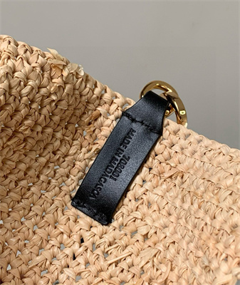 Loewe Slit Mini Tote Bag In Raffia &Calfskin Nature&Black