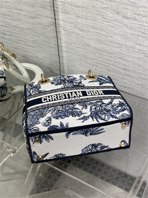 CD Medium Lady D-Lite Bag  Embroidery White