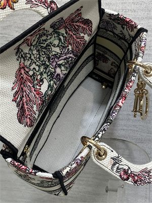 CD Medium Lady D-Lite Bag  Embroidery White