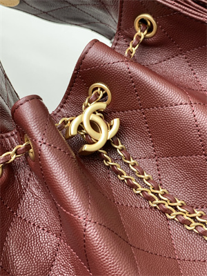 Chanel 25 Small Handbag Grained Calfskin Gold Tone Metal Burgundy AS5293