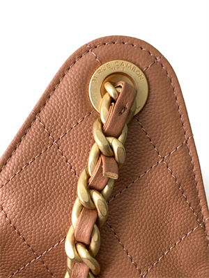 Chanel 25 Small Handbag Grained Calfskin Gold Tone Metal Brown AS5293