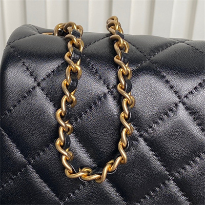 Chanel Small Flap Bag Lambskin Gold Tone Metal Black AS5756