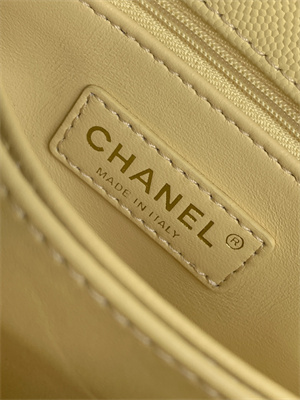 Cha.nel Small Coco Handle Bag Grained Calfskin Aged Gold Metal Yellow A92990