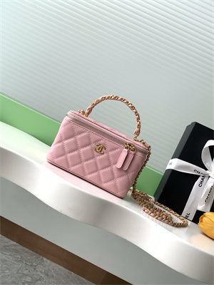 Chanel Vanity with chain Grained Calfskin& Gold-Tone Metal Pink AP4799