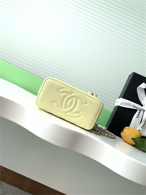 Chanel Vanity Case Grained Calfskin& Silver-Tone Metal Yellow AP3940