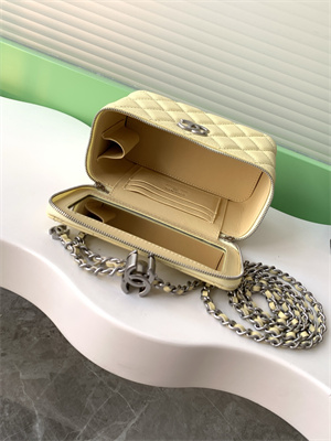 Chanel Vanity Case Grained Calfskin& Silver-Tone Metal Yellow AP3940