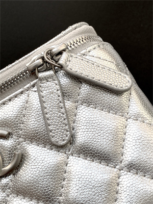 Chanel Vanity Case Grained Calfskin& Silver-Tone Metal Silver AP3940