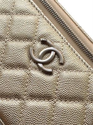 Chanel Vanity Case Grained Calfskin& Silver-Tone Metal Gold AP3940