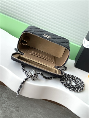 Chanel Vanity Case Lambskin & Silver-Tone Metal Black AP3940