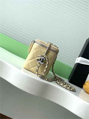 Chanel Vanity Case Lambskin & Silver-Tone Metal Yellow AP3940