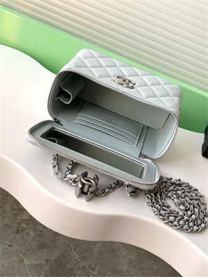 Chanel Vanity Case Lambskin & Silver-Tone Metal Lt Blue AP3940