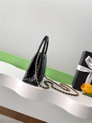 Cha.nel Mini Shopping Bag Kelly Bag Lambskin Gold-Tone Metal Black AS4416