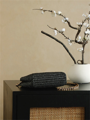 Cha.nel Mini Shopping Bag Kelly Bag Raffia Gold-Tone Metal Black AS4416