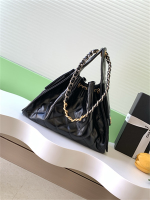 Chanel 25 Small Handbag Shinny Smooth Calfskin Gold/Silver Tone Metal Black AS5293