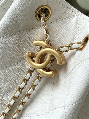 Chanel 25 Medium Handbag Grained Calfskin Gold Tone Metal White AS5311