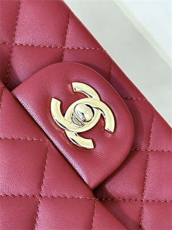 Chanel Mini Classic Flap Bag Lambskin Gold Tone Metal Red Color 01116 TOP