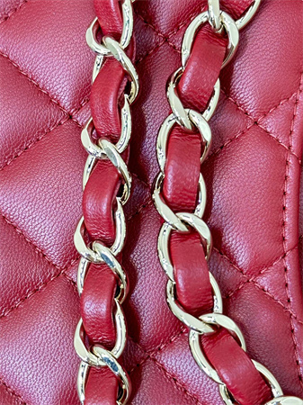 Chanel Small Classic Flap Bag Lambskin Gold Tone Metal Red Color 01117 TOP