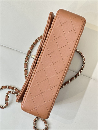 Chanel Medium Classic Flap Bag Lambskin Gold Tone Metal Caramel Color 01112 TOP