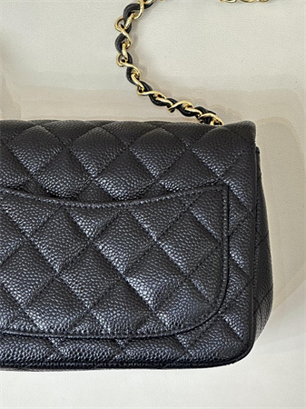 Chanel Super Mini Classic Flap Bag Grained Calfskin Gold Tone Metal Black 01115 TOP