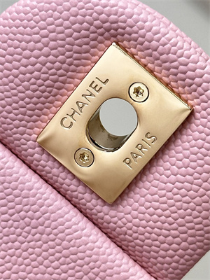 Chanel Medium Classic Flap Bag Grained Calfskin Gold Tone Metal Pink 01112 TOP