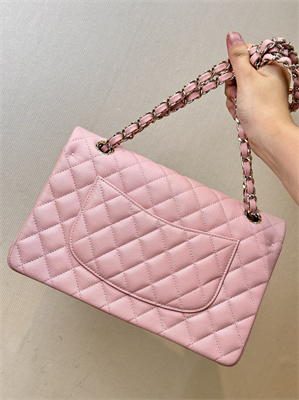 Chanel Medium Classic Flap Bag Grained Calfskin Gold Tone Metal Pink 01112 TOP