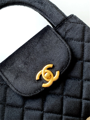 Cha.nel Mini Shopping Bag Kelly Bag Velvet Gold-Tone Metal Black AS4416