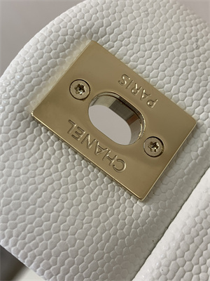 Chanel Small Classic Flap Bag Grained Calfskin Gold Tone Metal White 01117 TOP