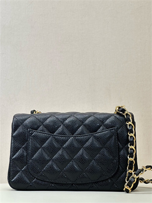 Chanel Mini Classic Flap Bag Grained Calfskin Gold Tone Metal Black Color 01116 TOP
