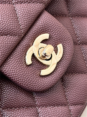 Chanel Small Classic Flap Bag Grained Calfskin Gold Tone Metal Chocolate 01117 TOP