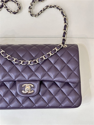 Chanel Medium Classic Flap Bag Lambskin Gold Tone Metal Grape 01112 TOP