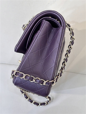 Chanel Medium Classic Flap Bag Lambskin Gold Tone Metal Grape 01112 TOP