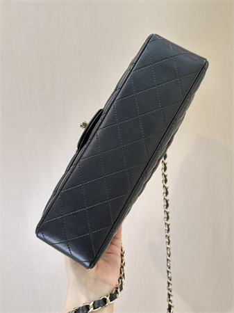 Chanel Medium Classic Flap Bag Lambskin Gold Tone Metal Black 01112 TOP