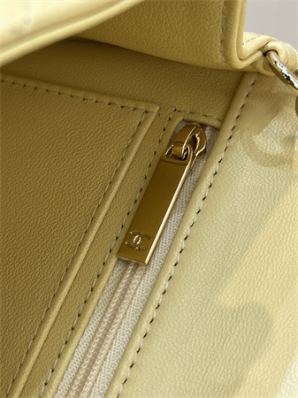 Chanel Mini Classic Flap Bag Lambskin Gold Tone Metal Yellow Color 01116 TOP