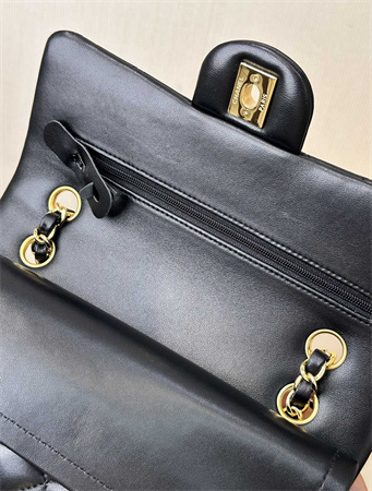 Chanel Small Classic Flap Bag Lambskin Gold Tone Metal Black 01117 TOP