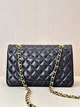 Chanel Small Classic Flap Bag Lambskin Gold Tone Metal Black 01117 TOP