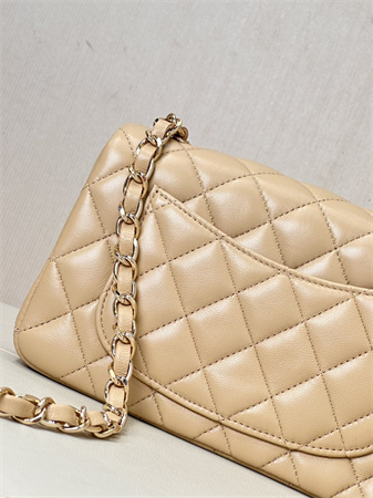 Chanel Mini Classic Flap Bag Lambskin Gold Tone Metal Beige Color 01116 TOP