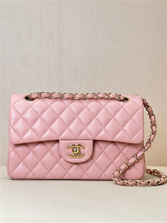 Chanel Small Classic Flap Bag Lambskin Gold Tone Metal Sakura Pink 01117 TOP