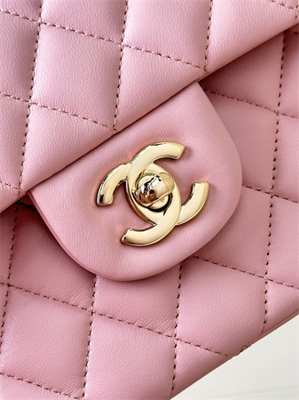 Chanel Small Classic Flap Bag Lambskin Gold Tone Metal Sakura Pink 01117 TOP