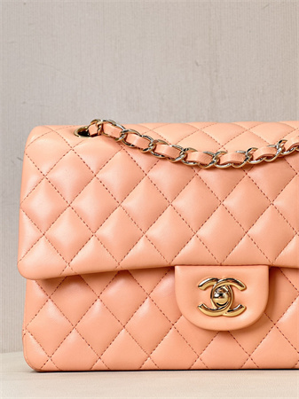 Chanel Medium Classic Flap Bag Lambskin Gold Tone Metal Orange 01112 TOP