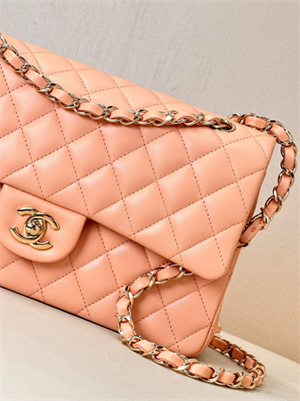 Chanel Medium Classic Flap Bag Lambskin Gold Tone Metal Orange 01112 TOP