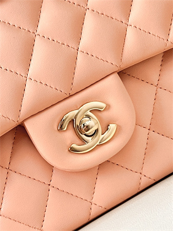 Chanel Medium Classic Flap Bag Lambskin Gold Tone Metal Orange 01112 TOP