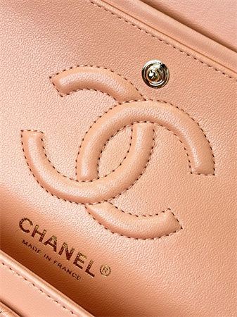 Chanel Small Classic Flap Bag Lambskin Gold Tone Metal Orange 01117 TOP