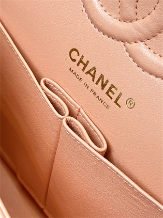 Chanel Small Classic Flap Bag Lambskin Gold Tone Metal Orange 01117 TOP