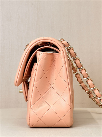 Chanel Small Classic Flap Bag Lambskin Gold Tone Metal Orange 01117 TOP