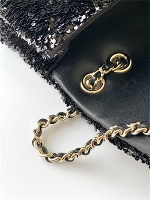 Chanel Mini Flap Bag Sequins & Gold-Tone Metal Black AS4298