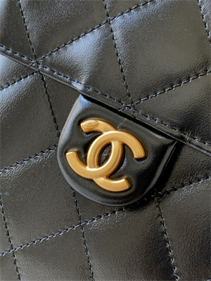 Chanel 25 Medium Handbag Shinny Smooth Calfskin Gold/Silver Tone Metal Black AS5311